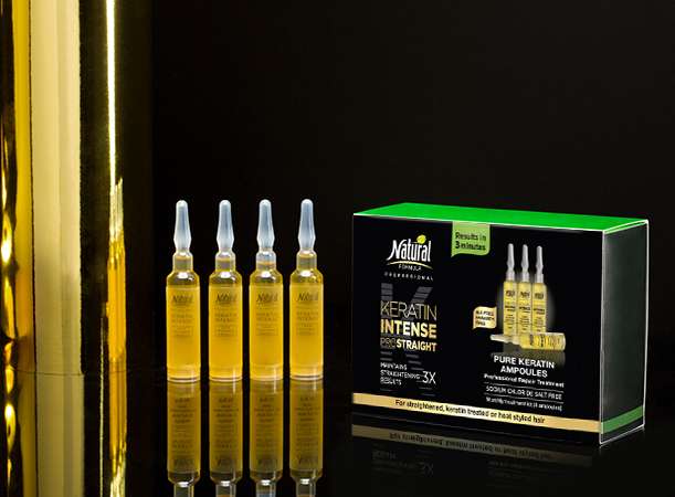 Four standing ampoules of Keratin Intense